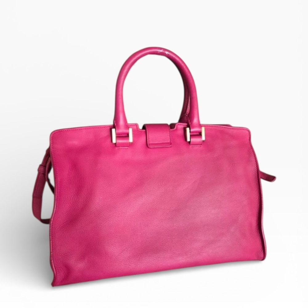 SOLD Auth Yves Saint Laurent Cabas Cynch Small Fuchsia Tote Y Bag pink leather - Picture 4 of 14
